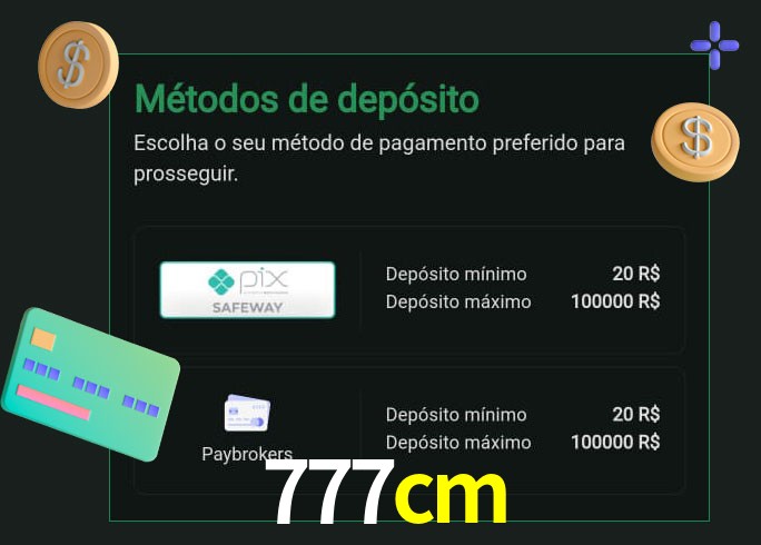 O cassino 777cm oferece uma grande variedade de métodos de pagamento